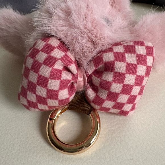 Dusty Rose Pink Mauve Soft Fluffy Plush Bunny Keychain Charm For Purse Backpack - Picture 4 of 7